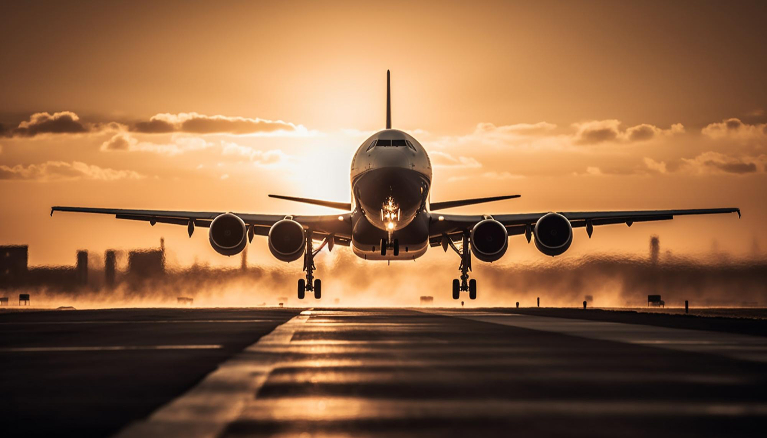 imagem mostra avião pousando em aeroporto para ilustrar um artigo sobre engenharia aeronáutica 