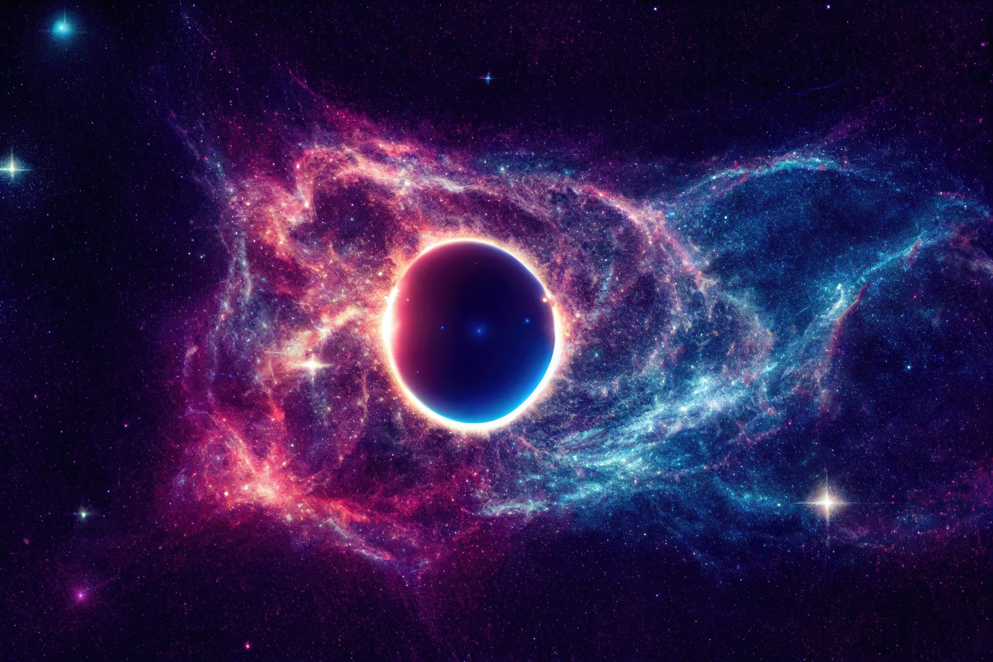 Imagem ilustra um buraco negro para um artigo sobre o possível menor buraco negro já visto