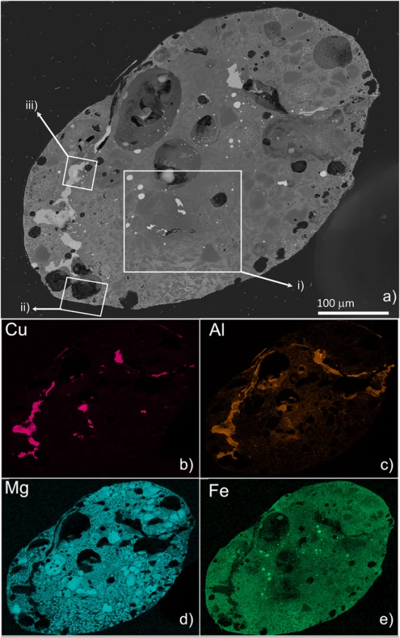 Imagem mostra superfície polida do micrometeorito para um artigo sobre um material impossível trazido por micrometeorito