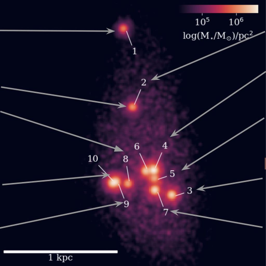 Imagem mostra dez aglomerados separados encontrados na galáxia Firefly Sparkle