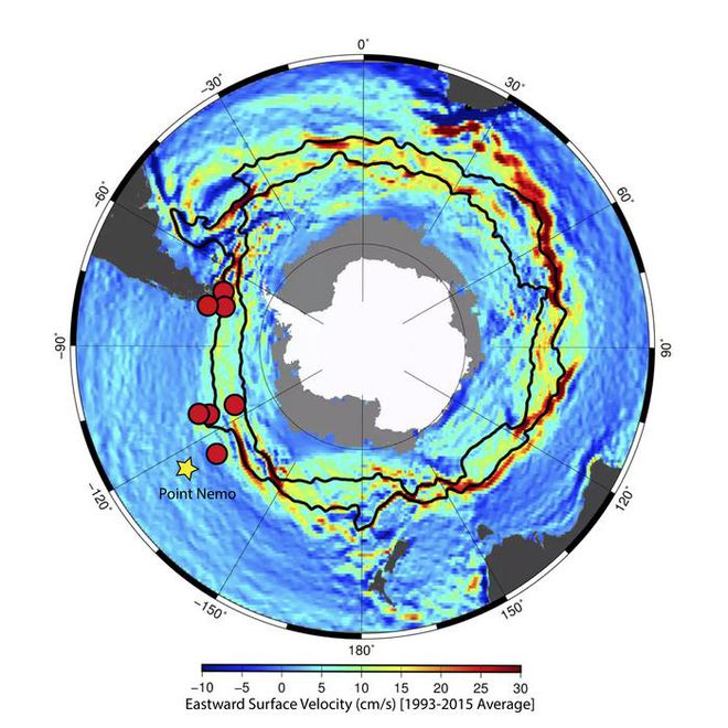 Imagem mostra mapa de calor da Corrente Circumpolar Antártica 