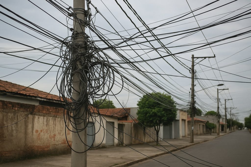 engenharia fios em postes