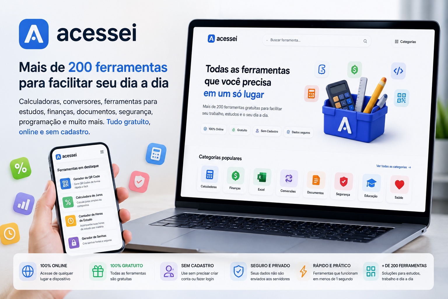 Acessei reúne mais de 200 ferramentas gratuitas para facilitar tarefas do dia a dia